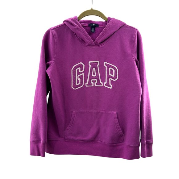 Gap Womens Purple Pullover Hoodie Logo Medium Fleece-Lined Kangaroo Pocket Logo - Picture 1 of 9